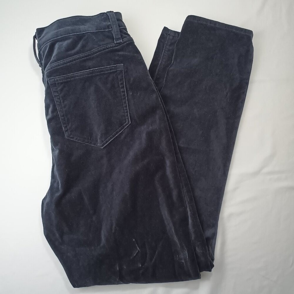 Lands End Women High Rise Slim Leg Velvet Jeans Navy Blue Size 10T Dark Academia